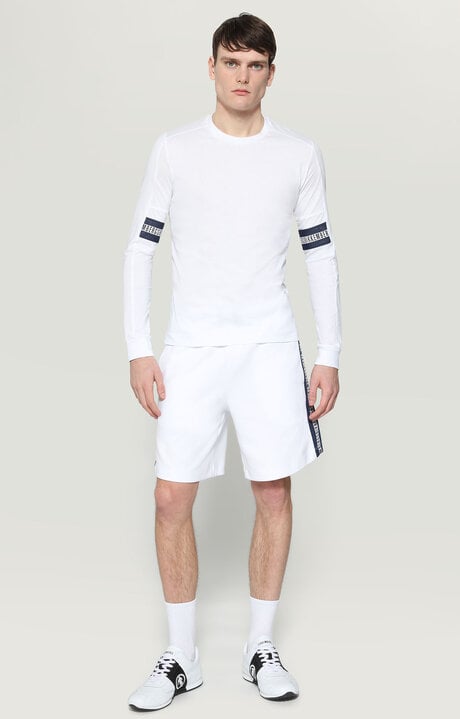 Bikkembergs Men's White Shorts In Interlock Fleece