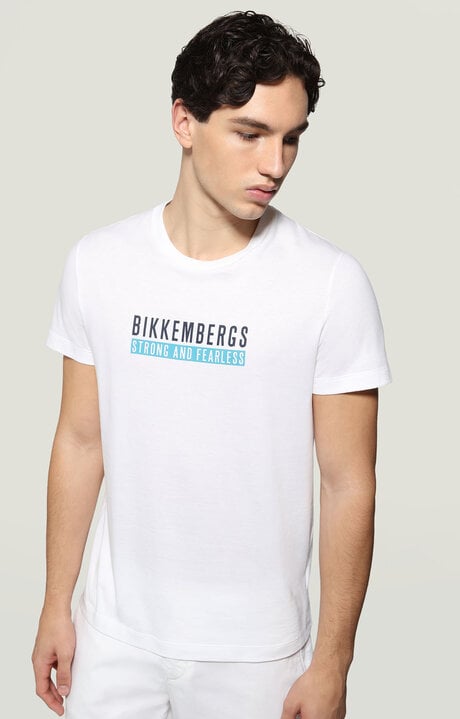 bikkembergs Men's White T-shirt front/back print