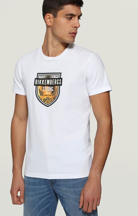 bikkembergs Men's White T-shirt with Beer print