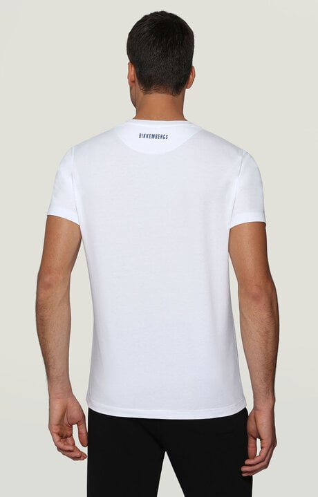 Bikkembergs Men's White T-shirt With Ocean Print