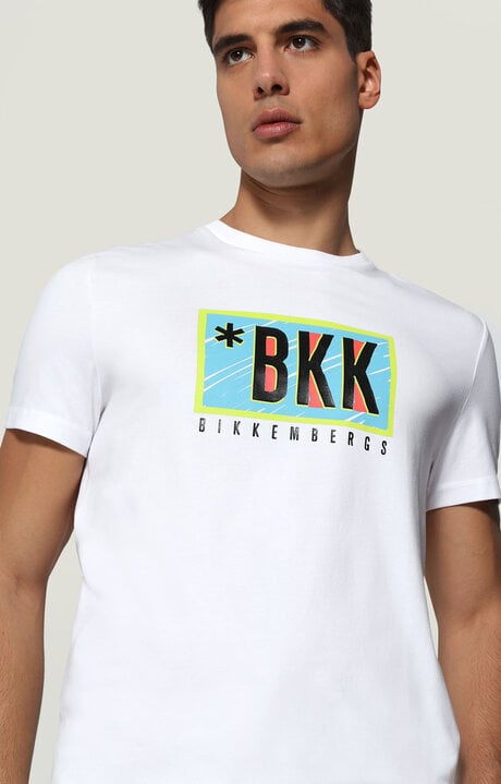 bikkembergs Men's White T-shirt with patch