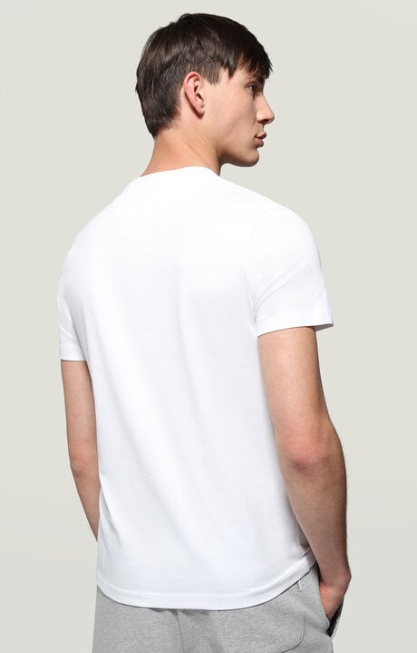 Bikkembergs Men's White T-shirt With Raised Print