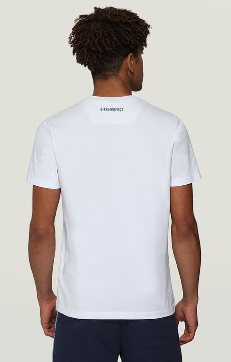 Bikkembergs Men's White T-shirt With Soccer Print