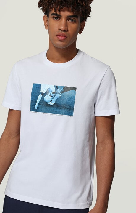 bikkembergs Men's White T-shirt with soccer print