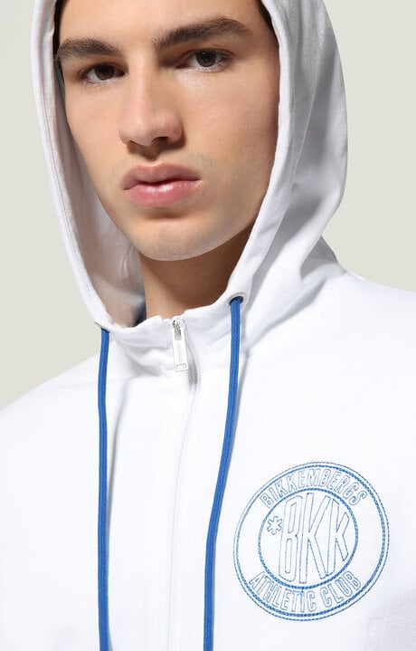 Bikkembergs Men's White Zip Jacket In Fleece