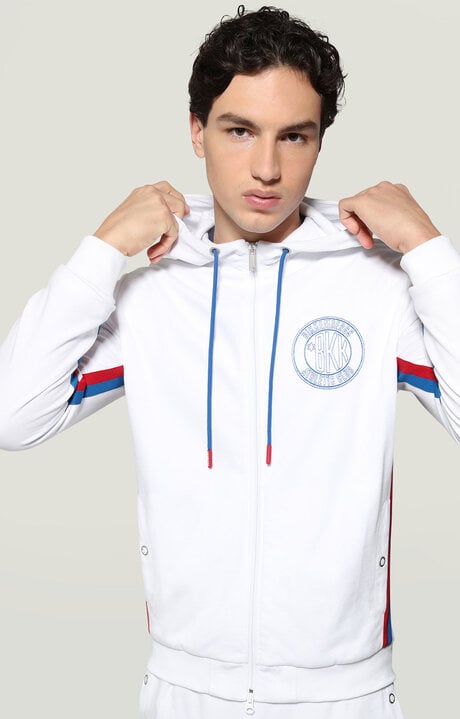 bikkembergs Men's White zip jacket in fleece