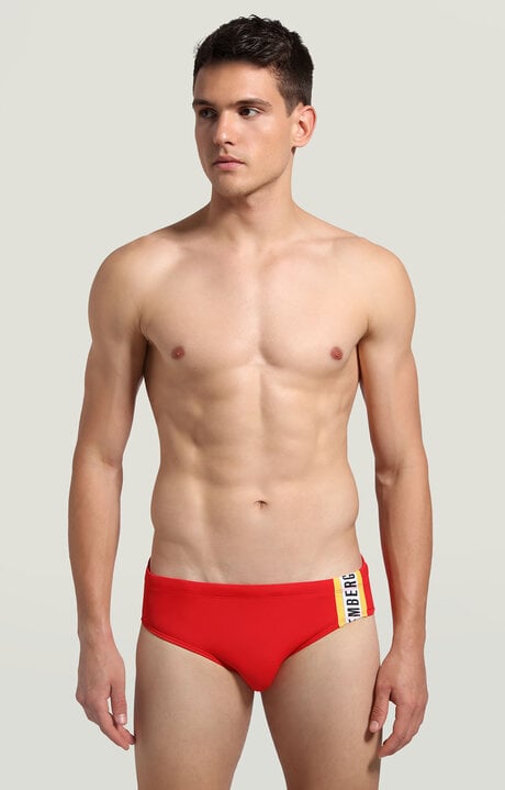Bikkembergs Red Boys' Swim Briefs With Tape