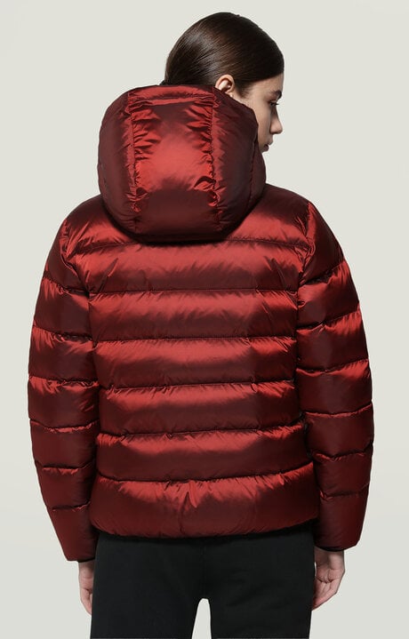 Bikkembergs Red Women's Puffer Jacket With Stripes