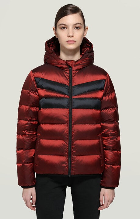 Bikkembergs Red Women's Puffer Jacket With Stripes