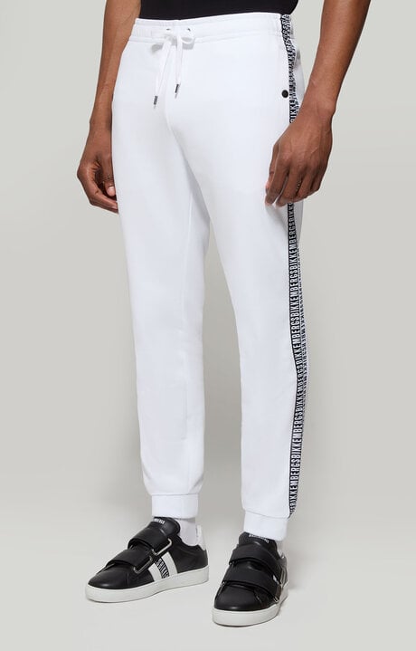 Bikkembergs White Men's Joggers With Double Tape