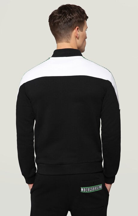 Bikkembergs Black Fleece Jacket With Zipper And Appliques