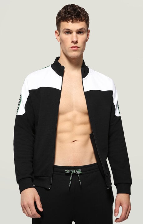 bikkembergs Black Fleece jacket with zipper and appliques