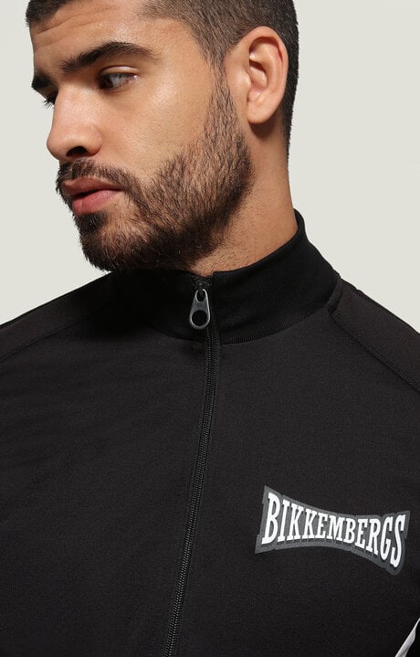 Bikkembergs Black Jacket With Inserts And Textured Logo