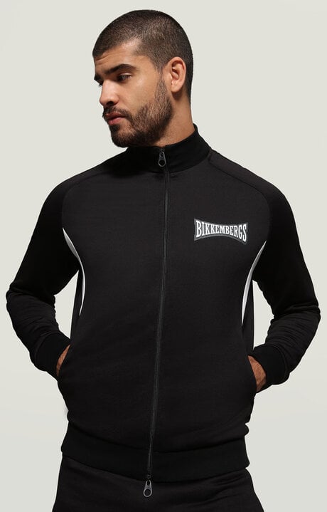 Bikkembergs Black Jacket With Inserts And Textured Logo