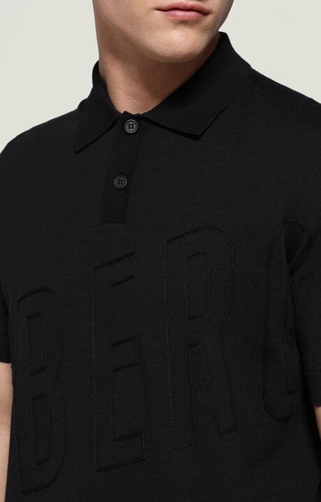 Bikkembergs Black Men's Knit Polo Shirt With Embroidery