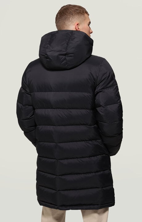 Bikkembergs Black Men's Long Puffer Jacket With Stripes