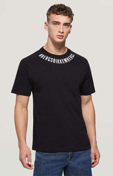 Bikkembergs Black Men's T-shirt With Raglan Sleeves