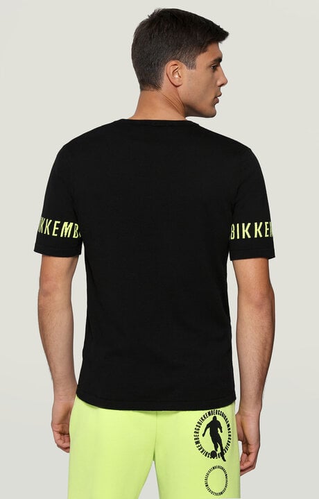 Bikkembergs Black Round Neck Pullover With Printed Sleeves