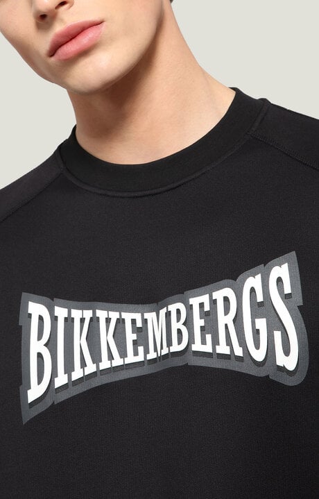 Bikkembergs Black Sweatshirt With Inserts And Textured Logo