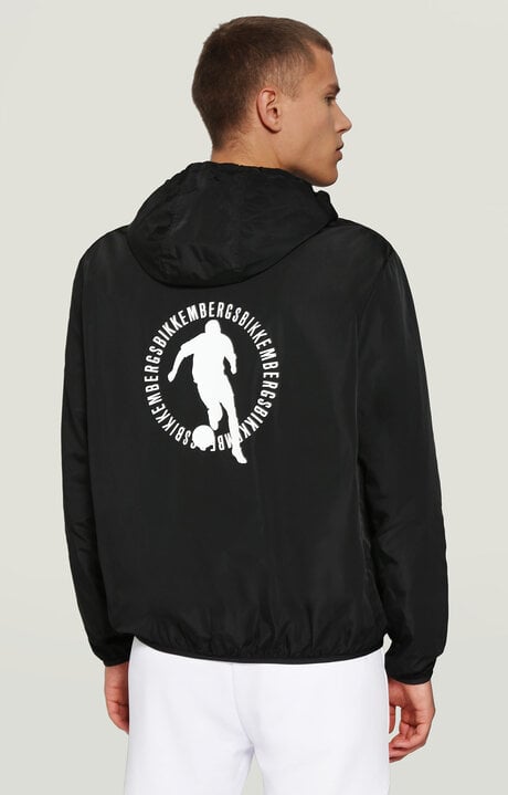 Bikkembergs Black Windbreaker Jacket With Textured Print