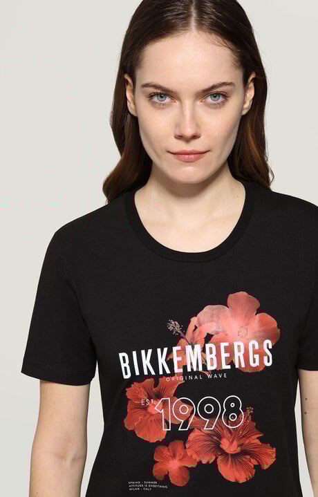 Bikkembergs Black Women's T-shirt With Floral Print