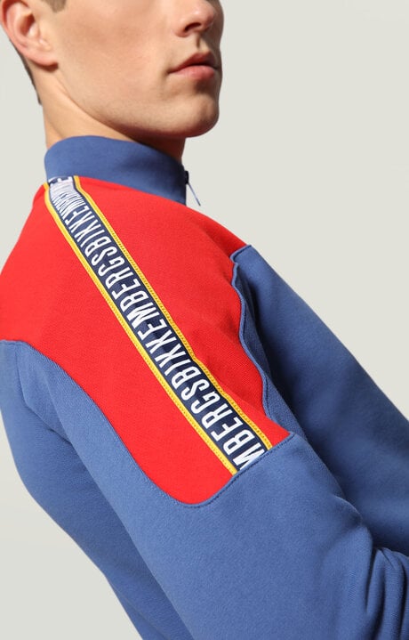 Bikkembergs Blue Fleece Jacket With Zipper And Appliques