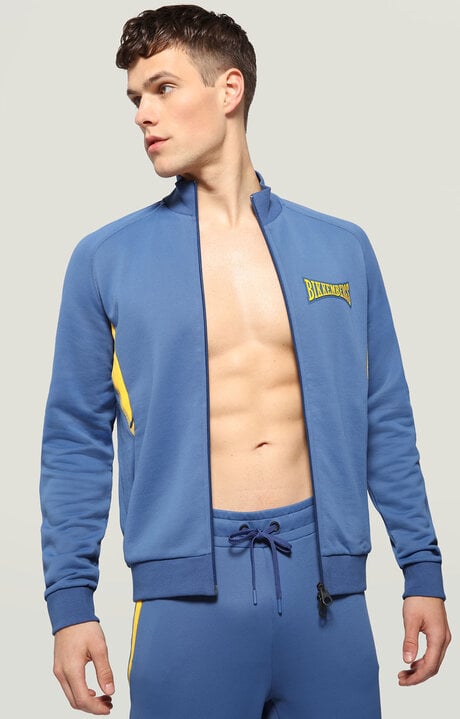 Bikkembergs Blue Jacket With Inserts And Textured Logo
