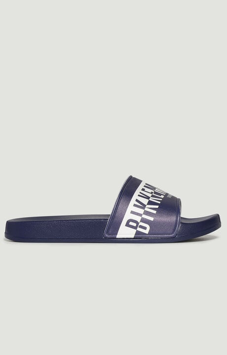 Bikkembergs Blue Men's Pool Sliders With Double Tape