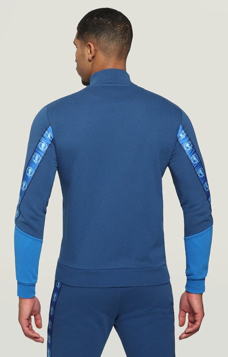 Bikkembergs Blue Men's Zip Sweatshirt With Soccer Player Tape