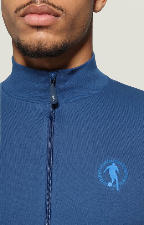 Bikkembergs Blue Men's Zip Sweatshirt With Soccer Player Tape