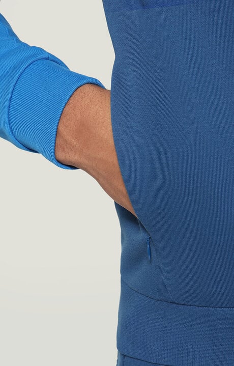 Bikkembergs Blue Men's Zip Sweatshirt With Soccer Player Tape