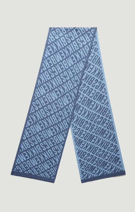 bikkembergs Blue Scarf with all-over logo 25x182 cm