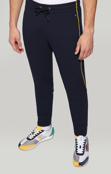 bikkembergs Blue Track pants with contrast logo piping