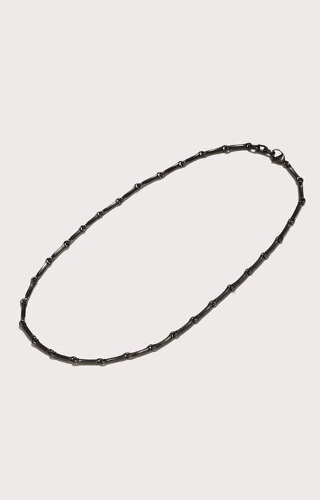 Bikkembergs Dark Grey Men's Necklace With Hammered Effect
