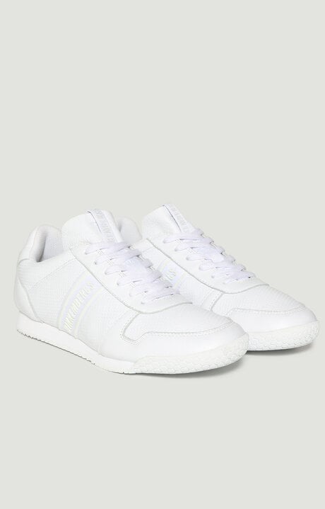 bikkembergs Enricus men's white sneakers in perforated leather