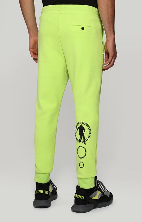 Bikkembergs Green Men's Fleece Sweatpants With Soccer Print