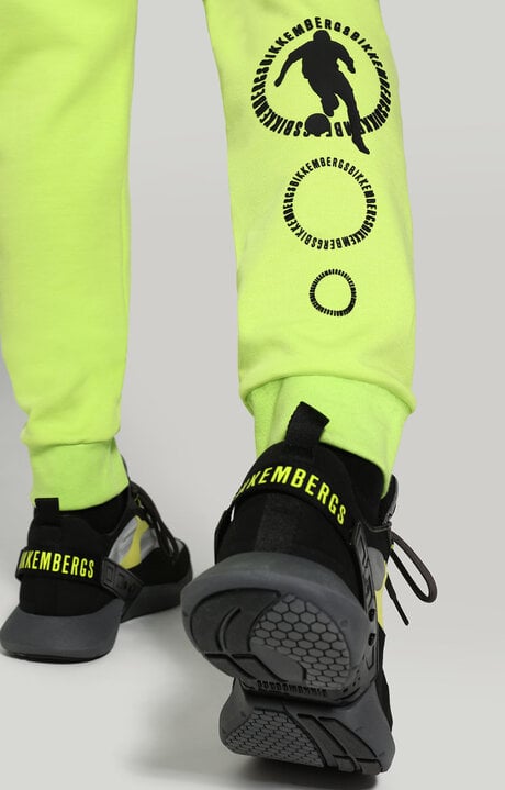 Bikkembergs Green Men's Fleece Sweatpants With Soccer Print