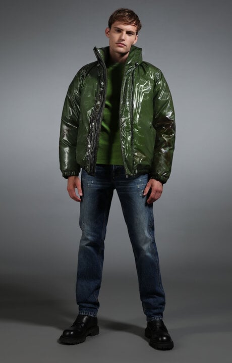 Bikkembergs Green Men's Ultra-shine Green Down Jacket