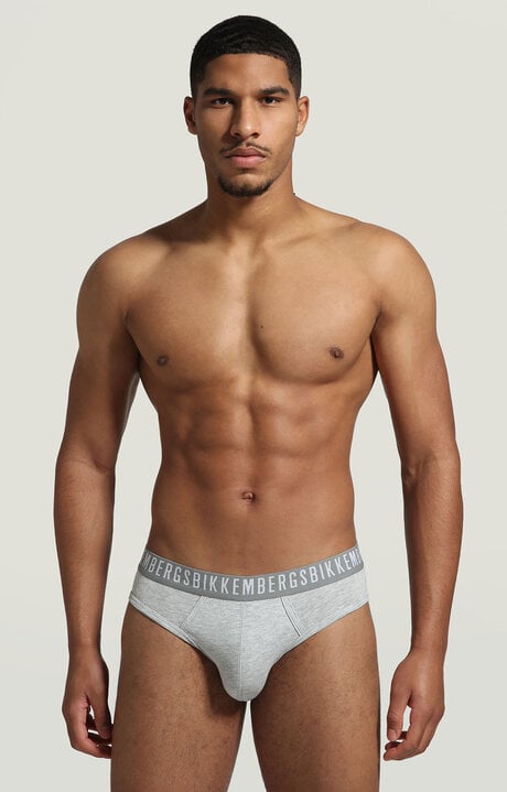 Bikkembergs Grey 2-pack Men's Briefs In Stretch Cotton