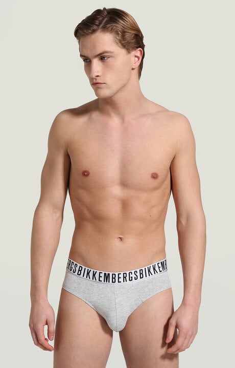 Bikkembergs Grey 3-pack Men's Briefs In Stretch Cotton