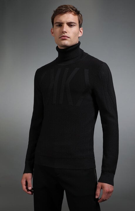 Bikkembergs Grey Men's Dark Grey Turtleneck Sweater