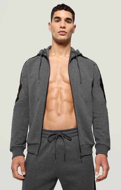 bikkembergs Grey Men's sweatshirt with jacquard tape