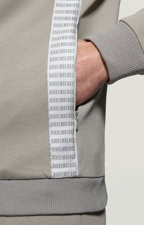 Bikkembergs Grey Men's Zip Sweatshirt Jacquard Tape