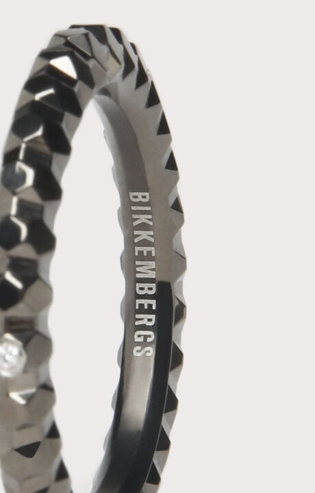 Bikkembergs Grey Multifaceted Men's Ring With Diamond