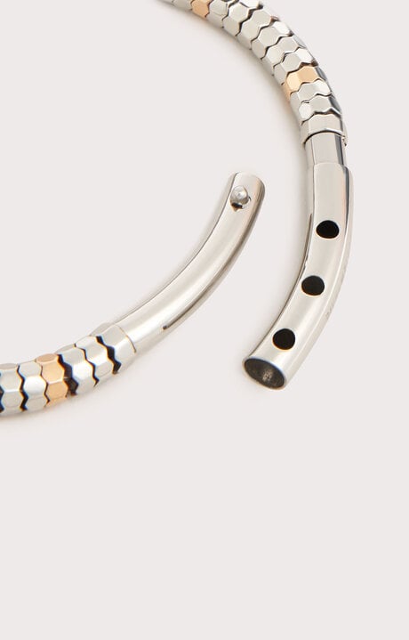 Bikkembergs Grey Stainless Steel Bracelet With Black Diamonds