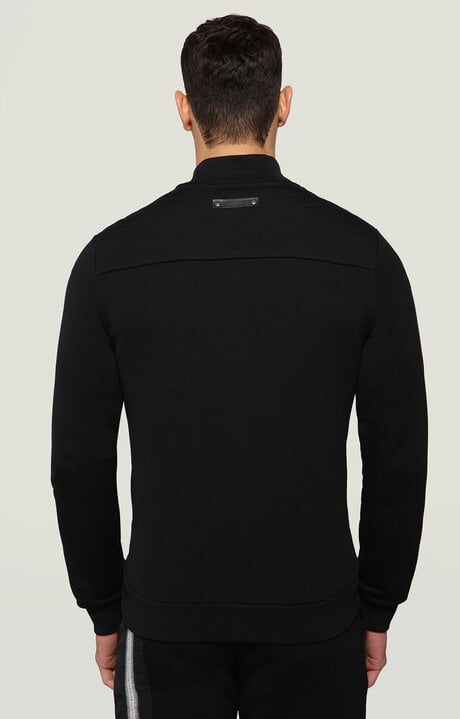 Bikkembergs Men's Black Fleece Jacket With Nylon Inserts