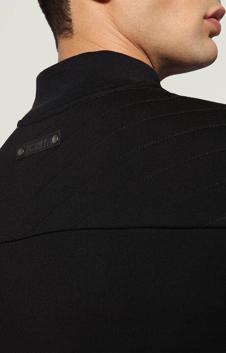 Bikkembergs Men's Black Fleece Jacket With Nylon Inserts