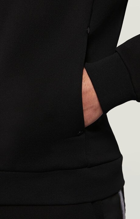 Bikkembergs Men's Black Fleece Jacket With Nylon Inserts