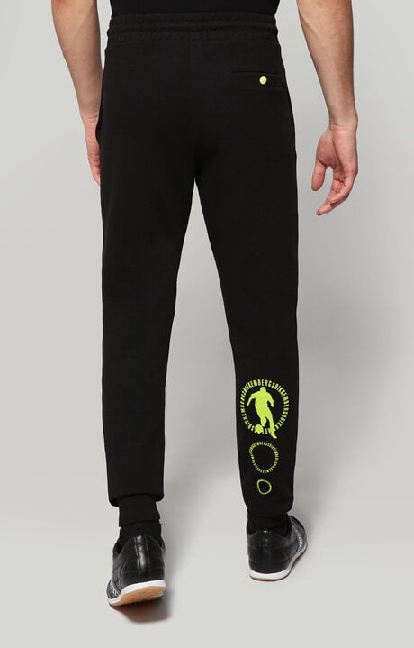 Bikkembergs Men's Black Fleece Sweatpants With Soccer Print