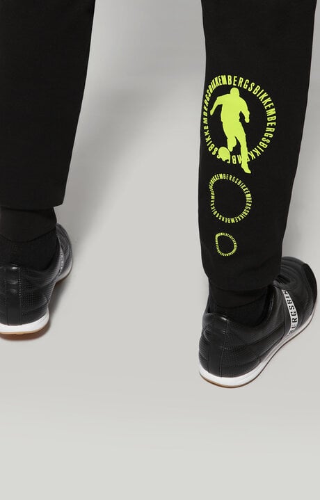 Bikkembergs Men's Black Fleece Sweatpants With Soccer Print
